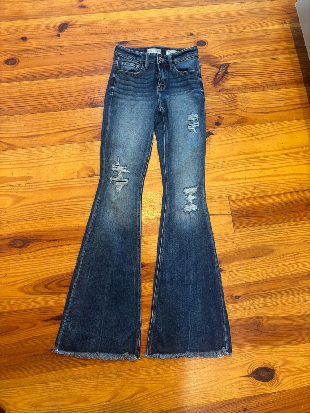 KanCan Dark Blue Distressed Flare Jeans